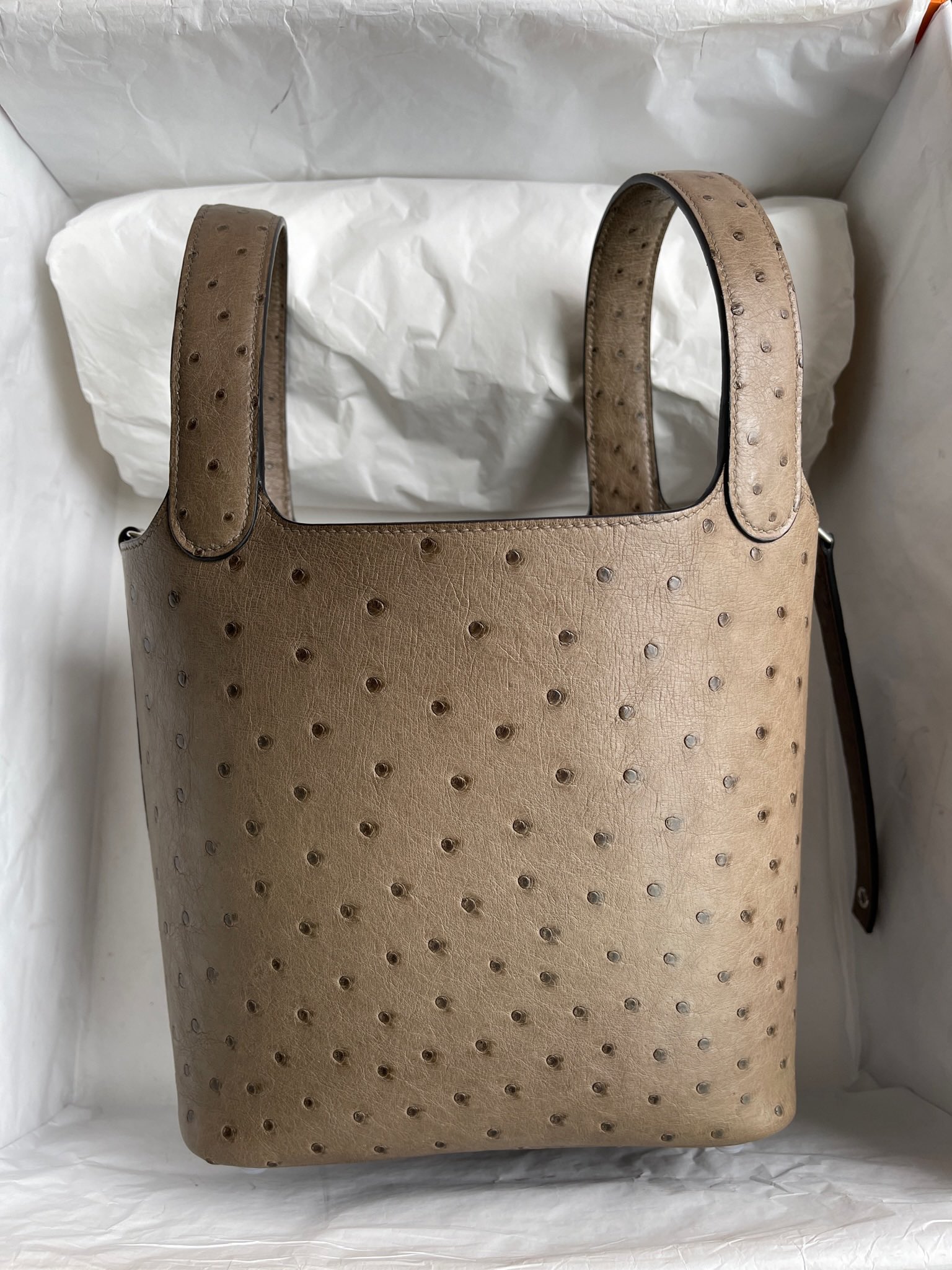 에르메스 피코탄18 에토프 은장 타조가죽